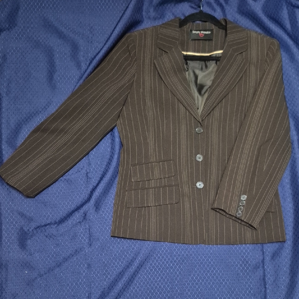 Vintage Simply Manakin Brown Pinstripe Blazer and Pant Suit